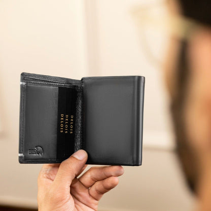 RFID Trifold Black Wallet